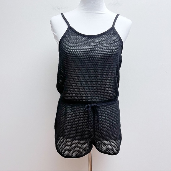 Live Love Dream Black Sheer Mesh Swimsuit Cover Romper Size Medium - Picture 1 of 8